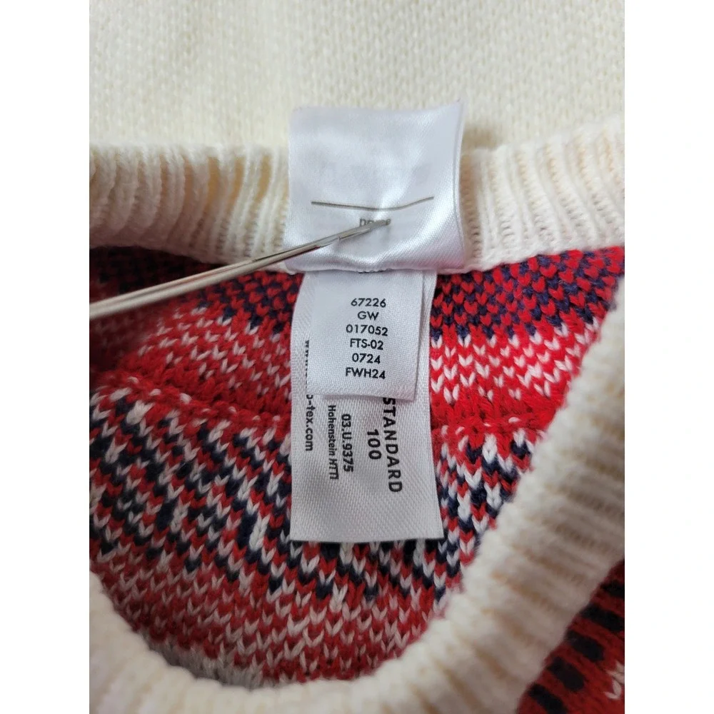 Hanna Andersson Kids 2T Fair Isle Knit Romper Cream Red‎ Blue Cotton 67226 FWH24